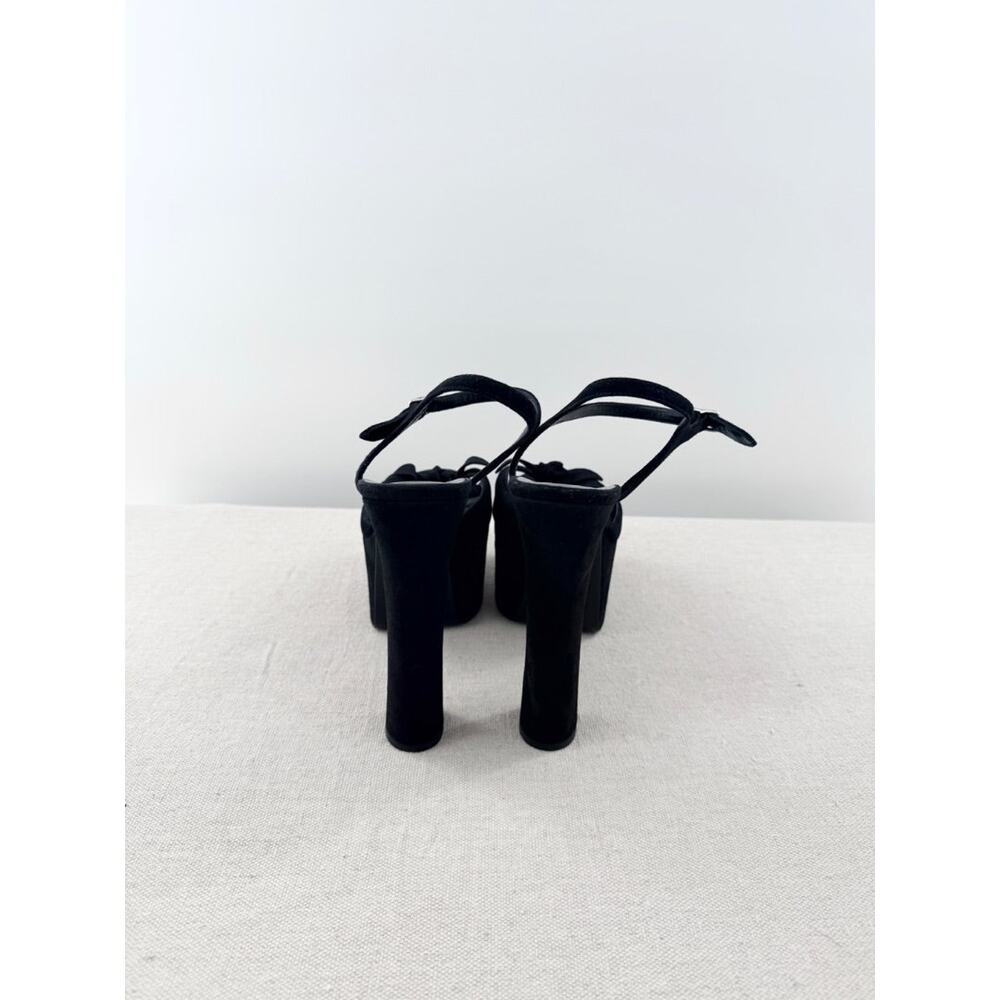 Saint Laurent Suede Ankle Strap Block Heel Platform Sandals Black Women's EU 39 - Picture 4 of 6